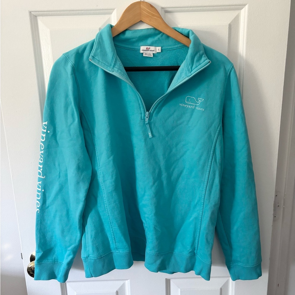 Vineyard Vines Aqua Blue Fleece Pullover